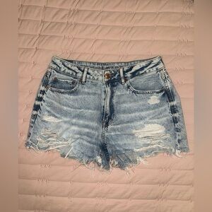 American Eagle Outfitters Light Blue Distressed Jean Shorts